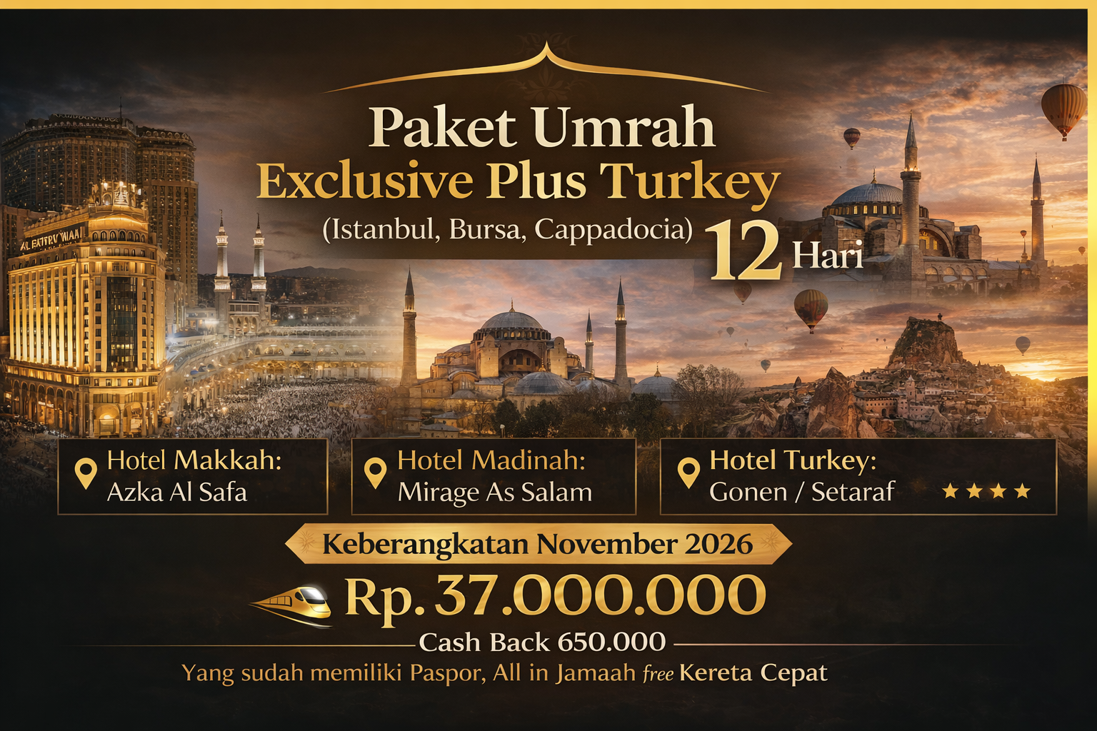 paket exclusif 12 hari plus turkey